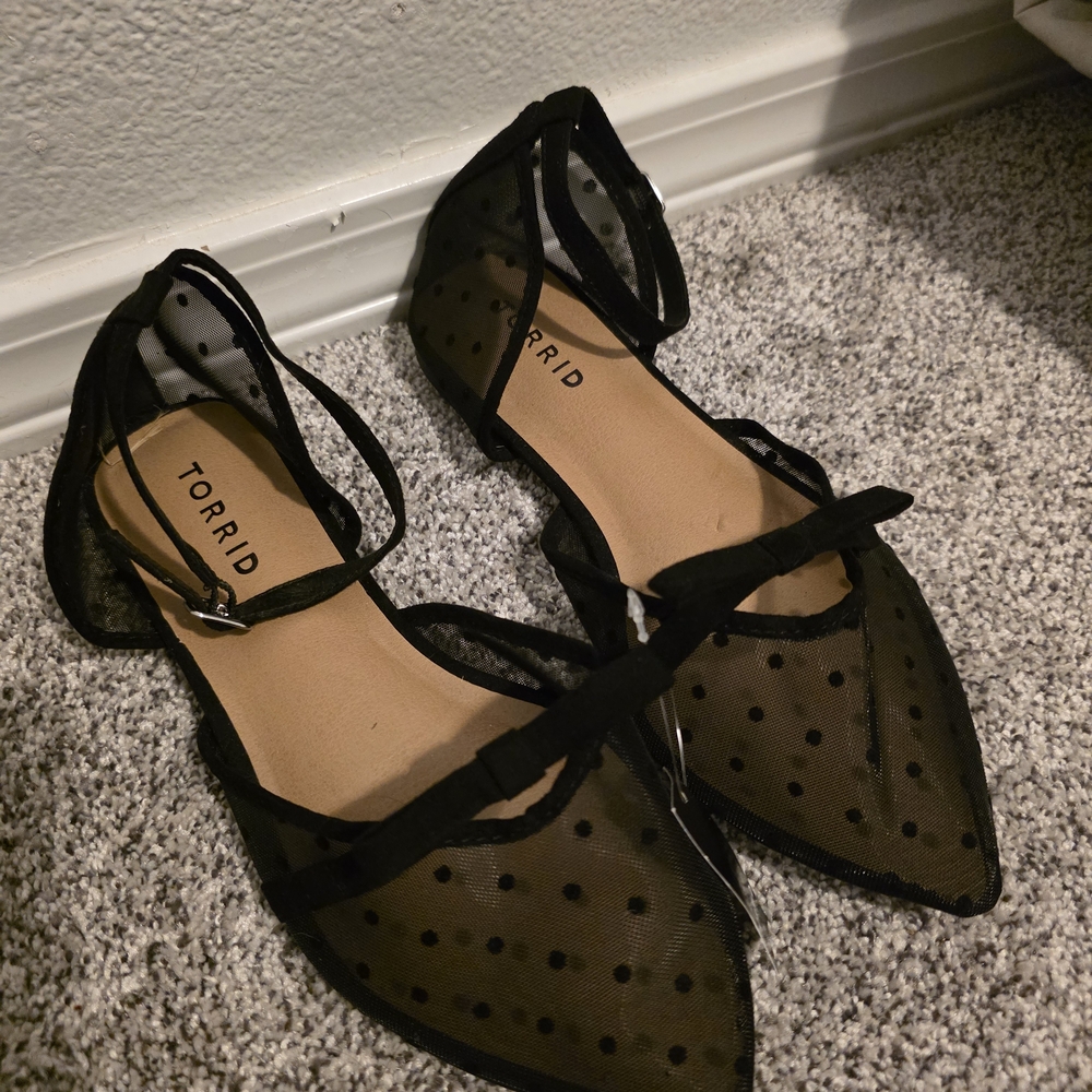 Torrid Black Mesh Polka Dot Women's Flats